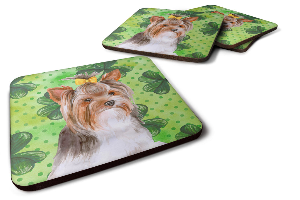 Yorkshire Terrier #2 St Patrick's Foam Coasters Set of 4 Cup Coasters for Indoor Outdoor, Tabletop Protection, Anti Slip, Mouse pad Material