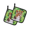 Yorkshire Terrier #2 St Patrick's Pot Holder Set of 2 Heat Resistant Quilted Hot Pads 7.5 x 7.5 Inch, Insulated Kitchen Trivets for Cooking & Baking