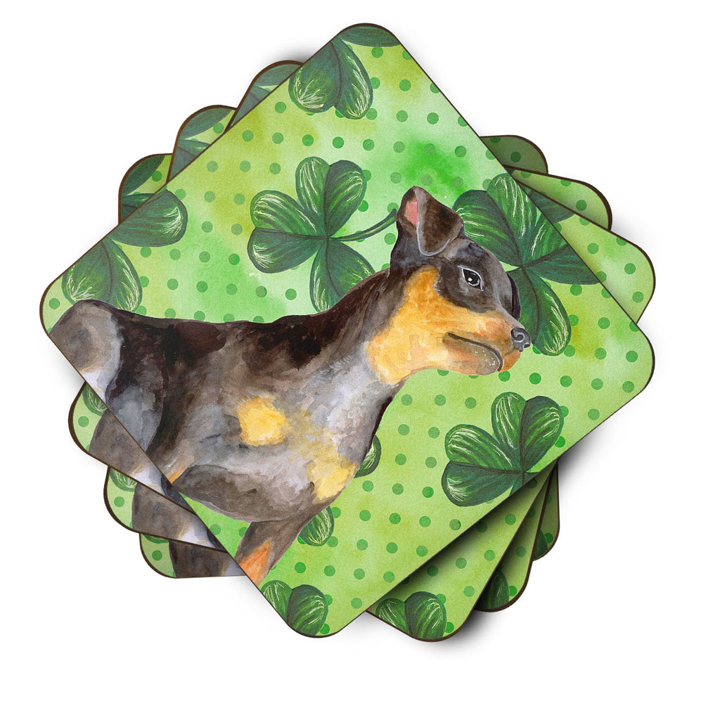 Miniature Pinscher #2 St Patrick's Foam Coasters Set of 4 Cup Coasters for Indoor Outdoor, Tabletop Protection, Anti Slip, Mouse pad Material