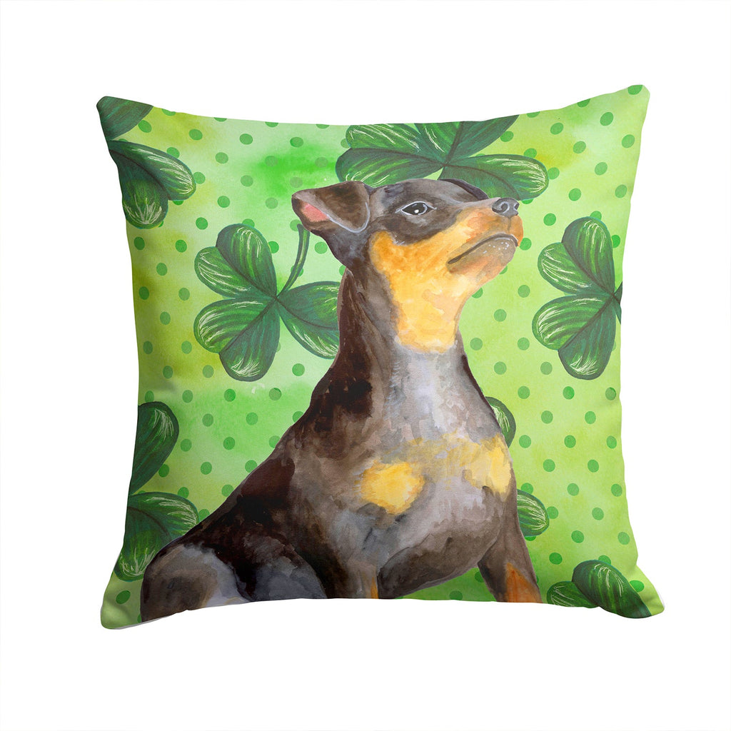 Miniature Pinscher #2 St Patrick's Decorative Throw Pillow 14x14 Indoor Outdoor Accent Cushion, Fabric Cover with Insert for Sofa, Bed, Porch & Living Room