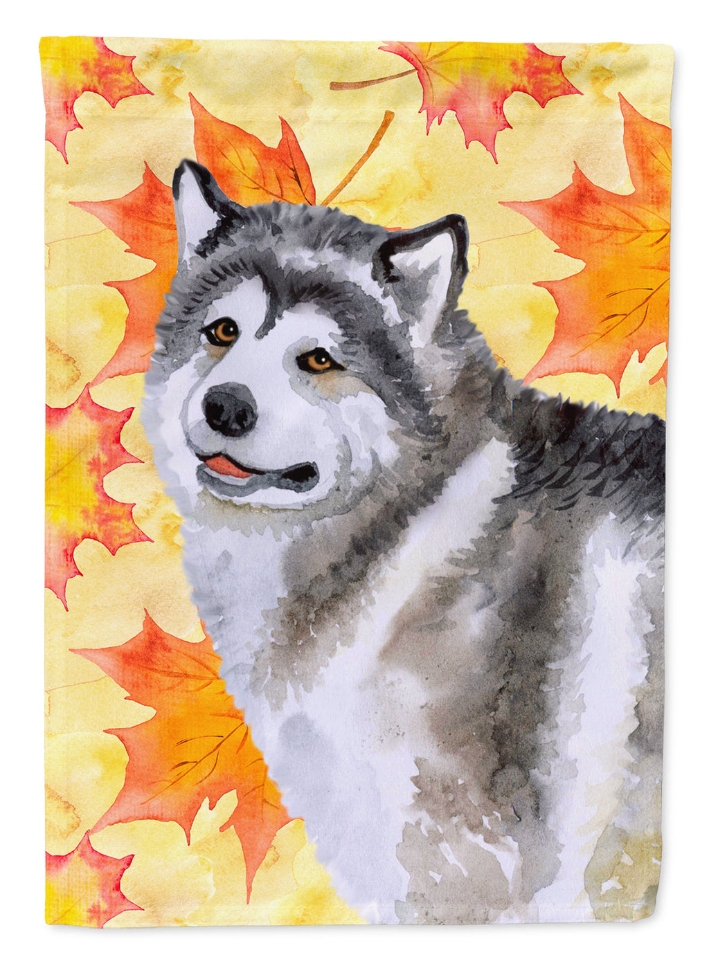 Alaskan Malamute Fall House Flag 28x40 Porch Sleeve Pole Decorative Outside Yard Banner Artwork Wall Hanging, Polyester