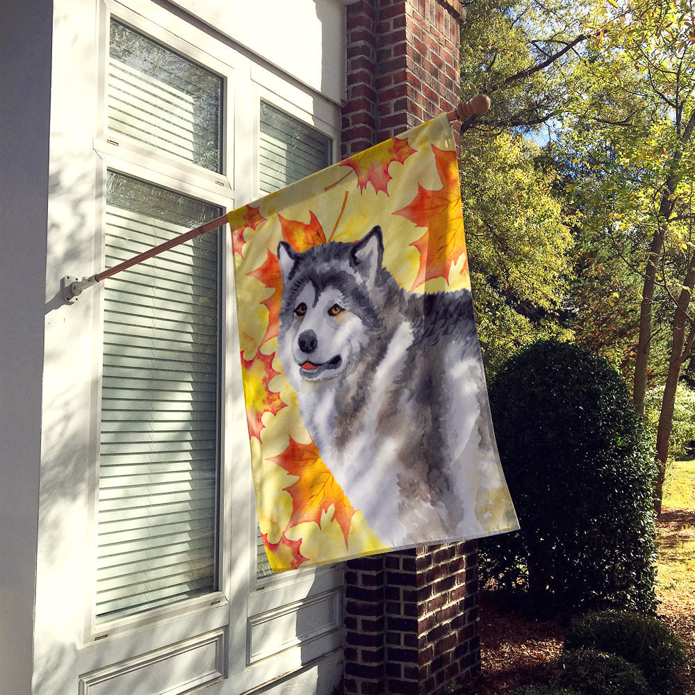 Alaskan Malamute Fall House Flag 28x40 Porch Sleeve Pole Decorative Outside Yard Banner Artwork Wall Hanging, Polyester