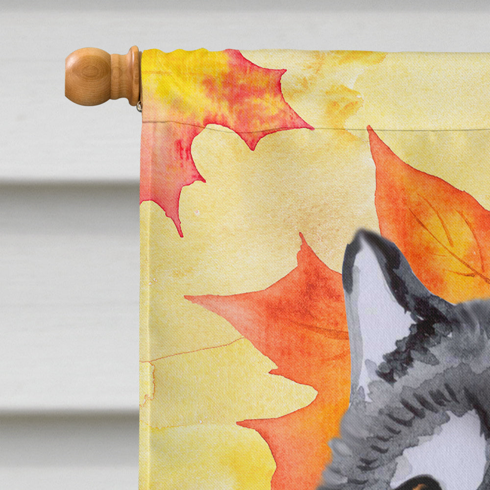 Alaskan Malamute Fall House Flag 28x40 Porch Sleeve Pole Decorative Outside Yard Banner Artwork Wall Hanging, Polyester