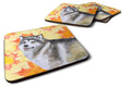 Alaskan Malamute Fall Foam Coasters Set of 4 Cup Coasters for Indoor Outdoor, Tabletop Protection, Anti Slip, Mouse pad Material