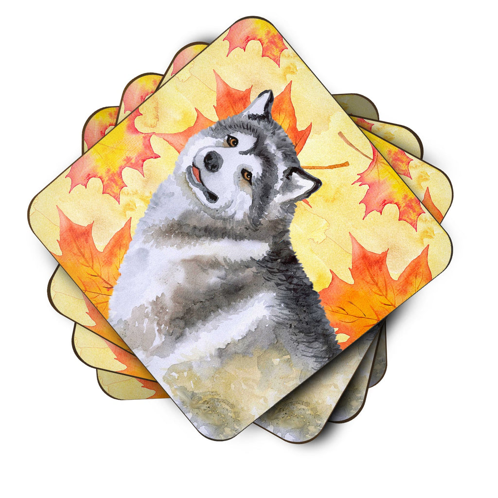 Alaskan Malamute Fall Foam Coasters Set of 4 Cup Coasters for Indoor Outdoor, Tabletop Protection, Anti Slip, Mouse pad Material
