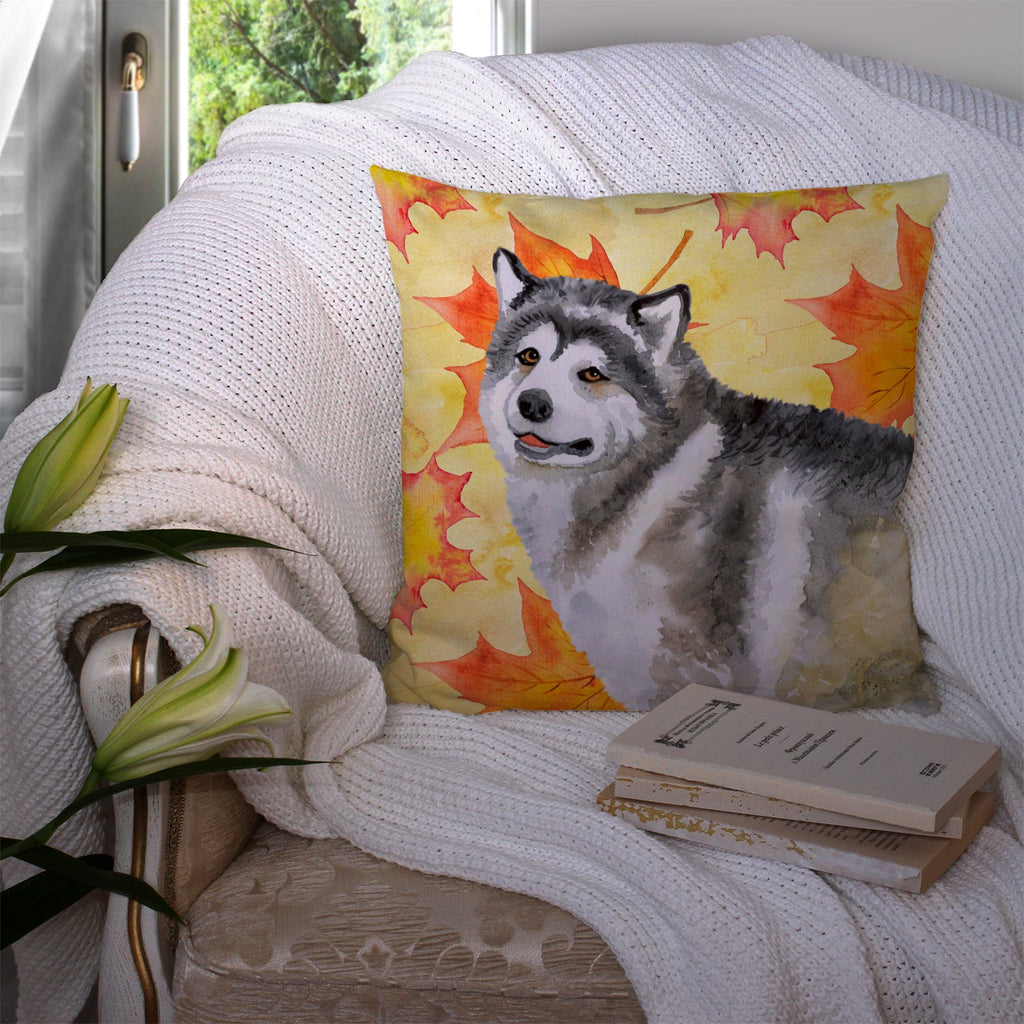 Alaskan Malamute Fall Decorative Throw Pillow 14x14 Indoor Outdoor Accent Cushion, Fabric Cover with Insert for Sofa, Bed, Porch & Living Room