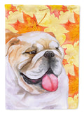 English Bulldog Fall House Flag 28x40 Porch Sleeve Pole Decorative Outside Yard Banner Artwork Wall Hanging, Polyester