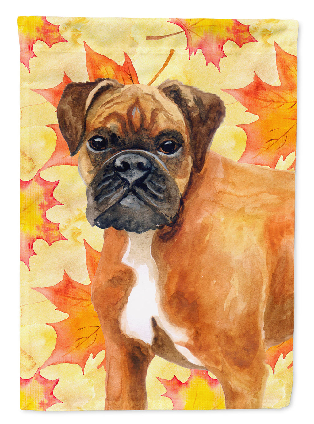 German Boxer Fall House Flag 28x40 Porch Sleeve Pole Decorative Outside Yard Banner Artwork Wall Hanging, Polyester