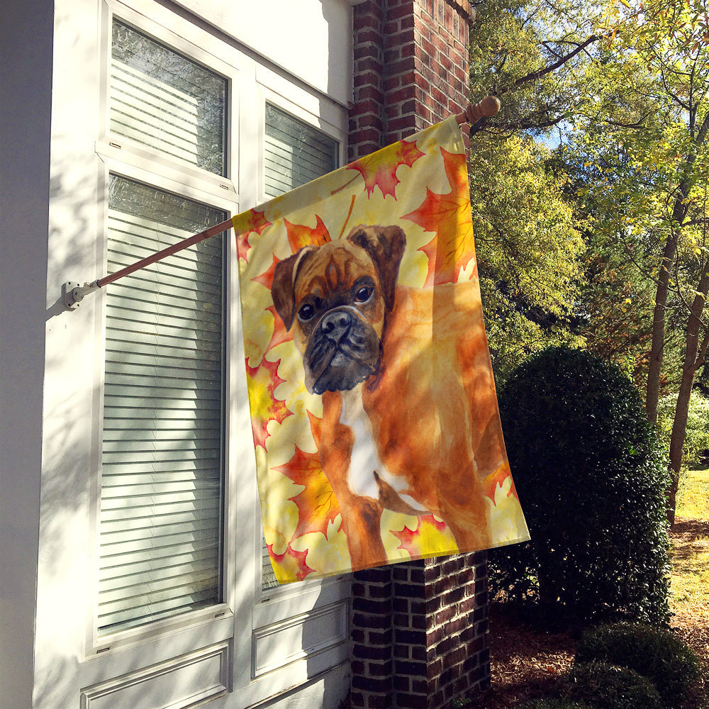 German Boxer Fall House Flag 28x40 Porch Sleeve Pole Decorative Outside Yard Banner Artwork Wall Hanging, Polyester