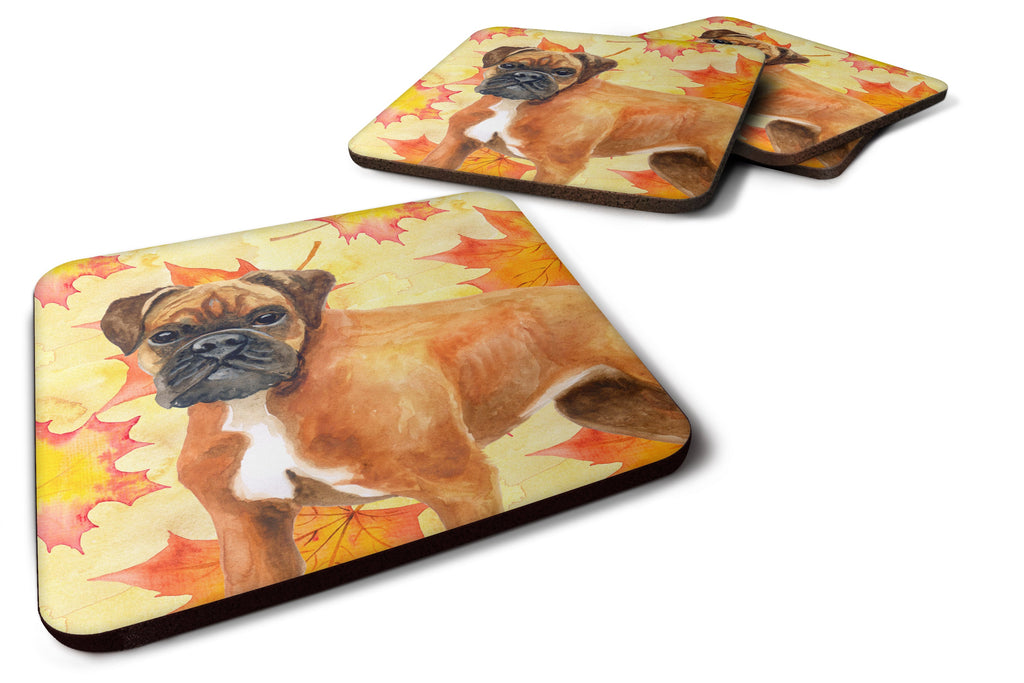 German Boxer Fall Foam Coasters Set of 4 Cup Coasters for Indoor Outdoor, Tabletop Protection, Anti Slip, Mouse pad Material