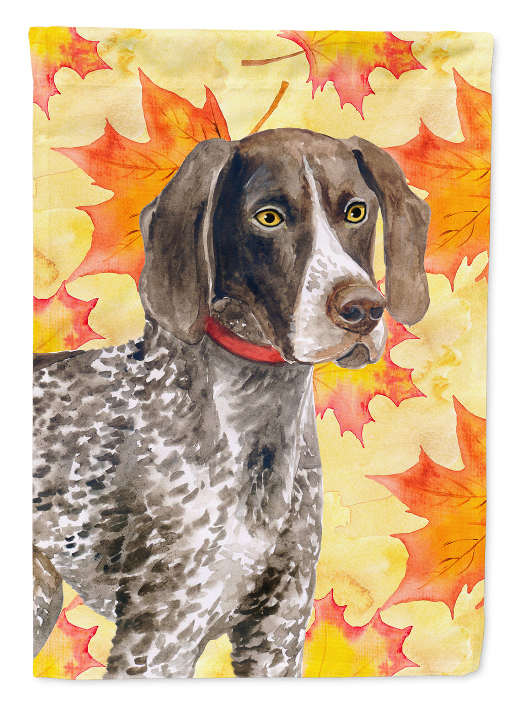 German Shorthaired Pointer Fall House Flag 28x40 Porch Sleeve Pole Decorative Outside Yard Banner Artwork Wall Hanging, Polyester