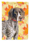 German Shorthaired Pointer Fall House Flag 28x40 Porch Sleeve Pole Decorative Outside Yard Banner Artwork Wall Hanging, Polyester
