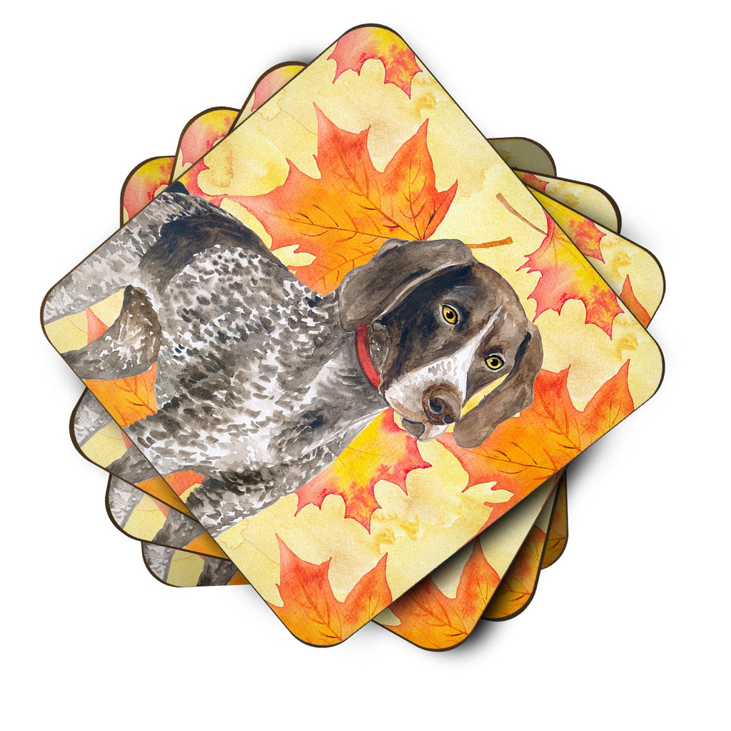 German Shorthaired Pointer Fall Foam Coasters Set of 4 Cup Coasters for Indoor Outdoor, Tabletop Protection, Anti Slip, Mouse pad Material
