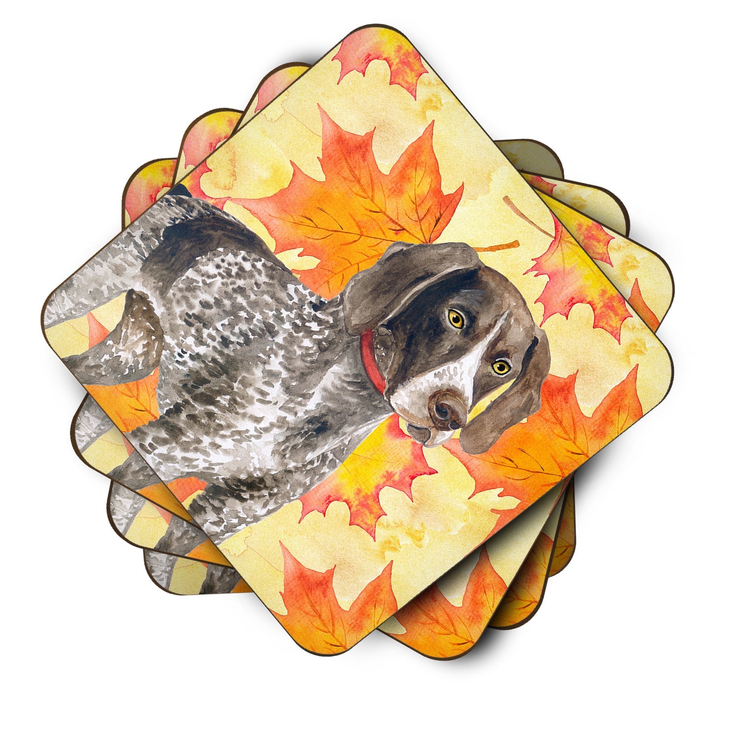 German Shorthaired Pointer Fall Foam Coasters Set of 4 Cup Coasters for Indoor Outdoor, Tabletop Protection, Anti Slip, Mouse pad Material