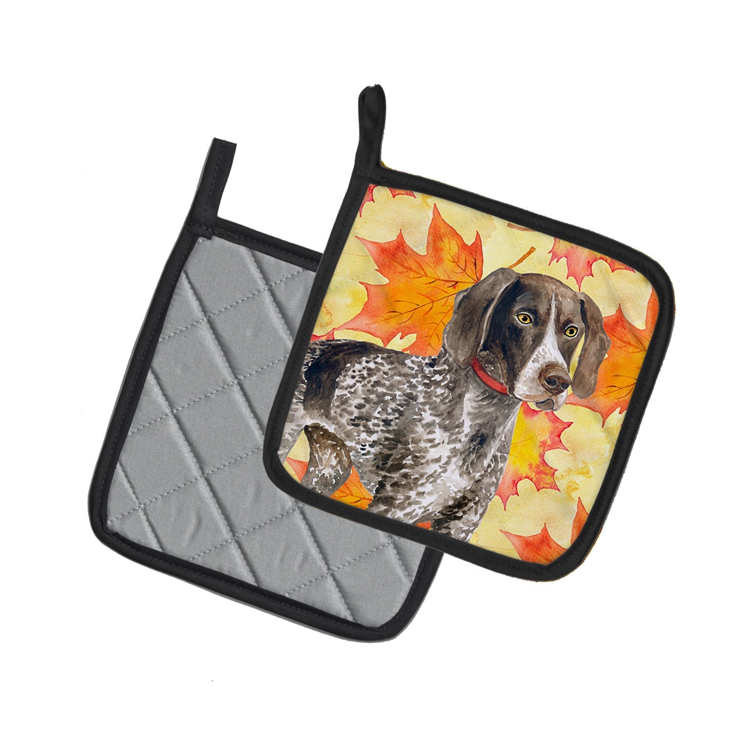 German Shorthaired Pointer Fall Pot Holder Set of 2 Heat Resistant Quilted Hot Pads 7.5 x 7.5 Inch, Insulated Kitchen Trivets for Cooking & Baking