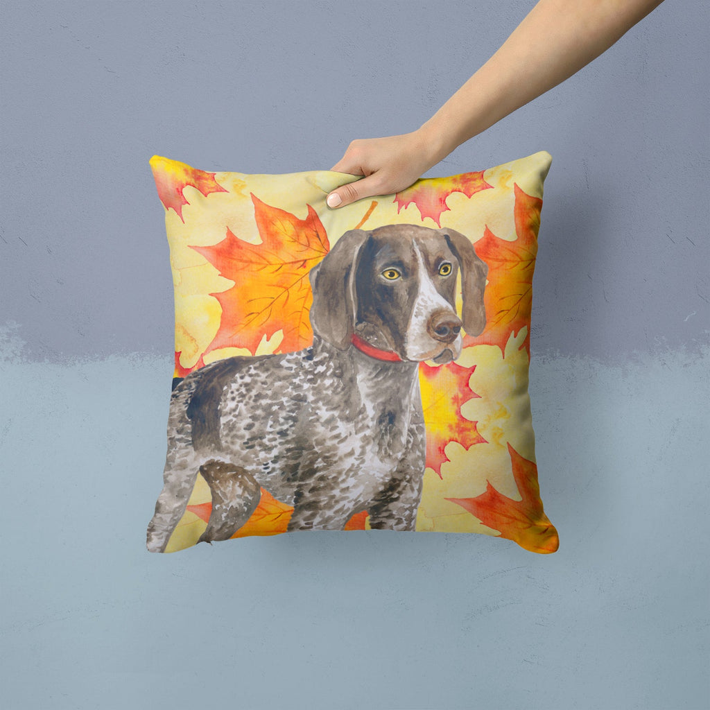 German Shorthaired Pointer Fall Decorative Throw Pillow 14x14 Indoor Outdoor Accent Cushion, Fabric Cover with Insert for Sofa, Bed, Porch & Living Room
