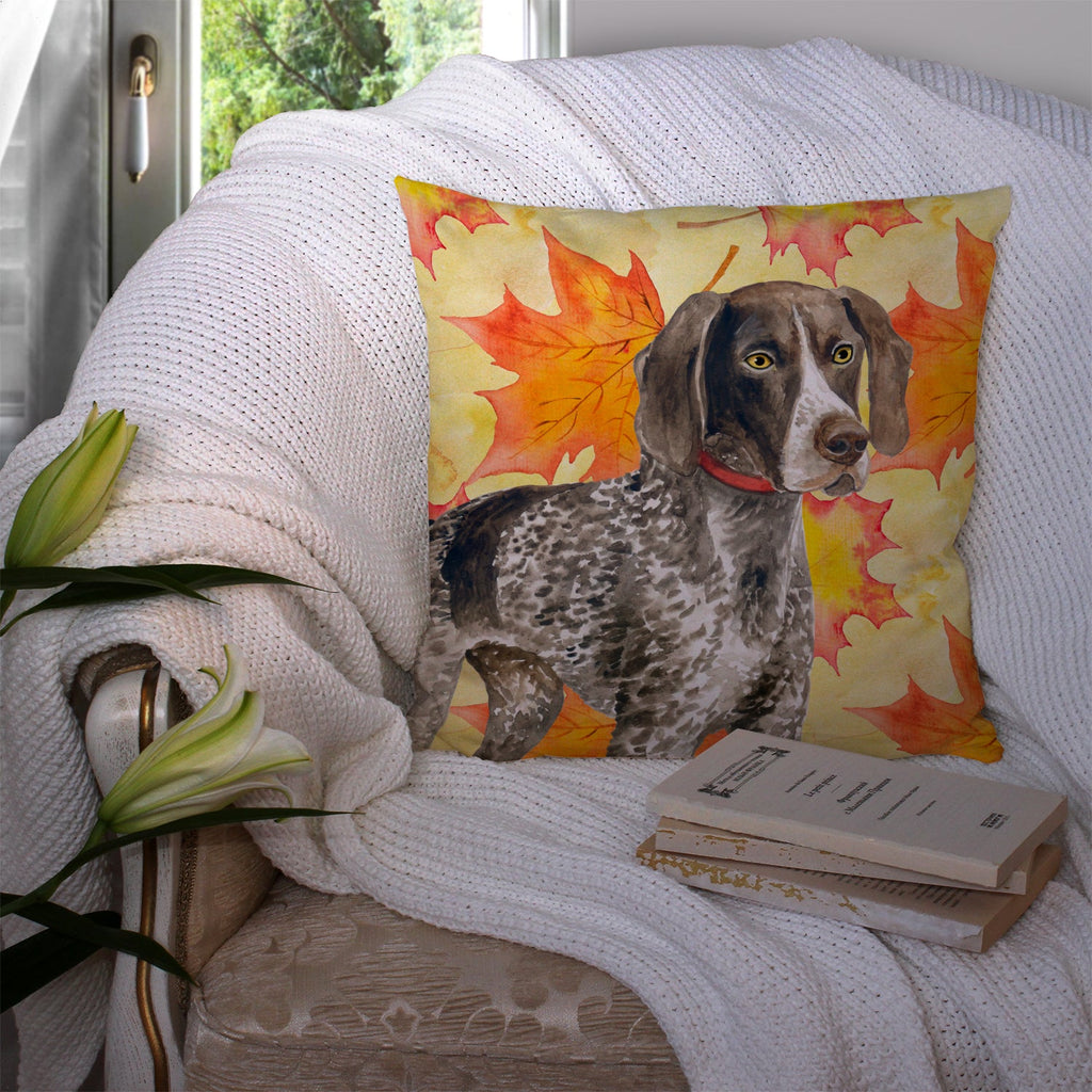 German Shorthaired Pointer Fall Decorative Throw Pillow 14x14 Indoor Outdoor Accent Cushion, Fabric Cover with Insert for Sofa, Bed, Porch & Living Room