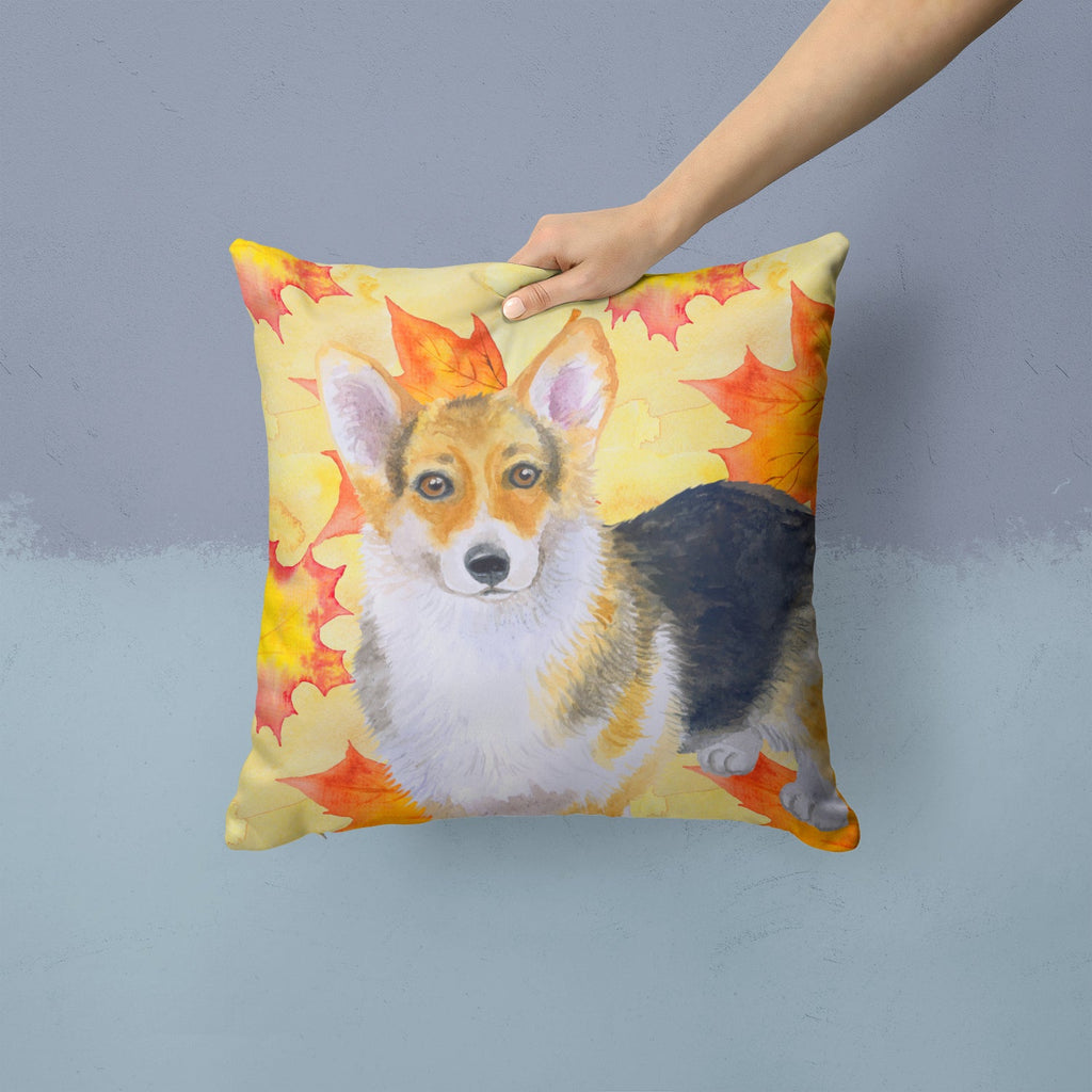 Pembroke Corgi Fall Decorative Throw Pillow 14x14 Indoor Outdoor Accent Cushion, Fabric Cover with Insert for Sofa, Bed, Porch & Living Room