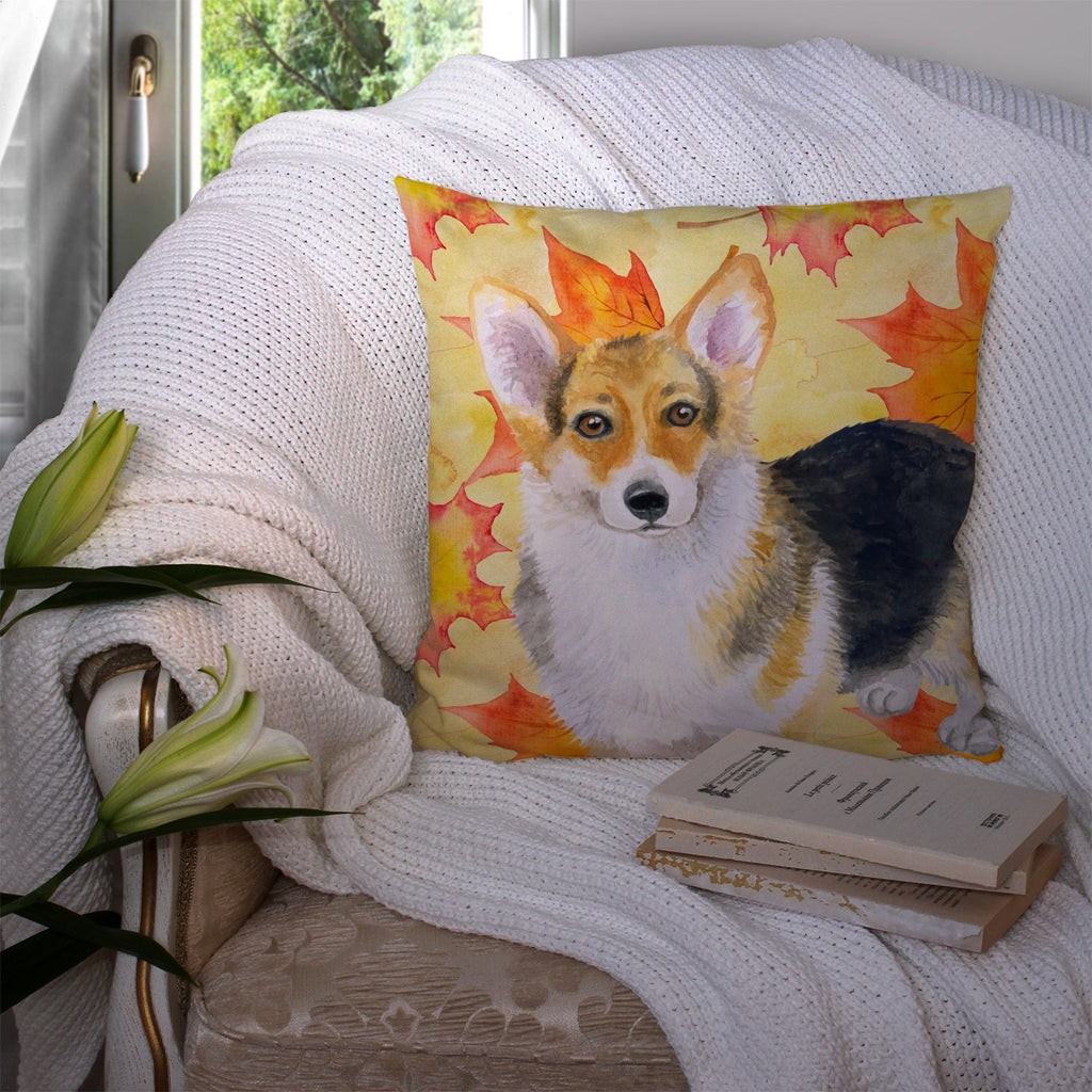 Pembroke Corgi Fall Decorative Throw Pillow 14x14 Indoor Outdoor Accent Cushion, Fabric Cover with Insert for Sofa, Bed, Porch & Living Room