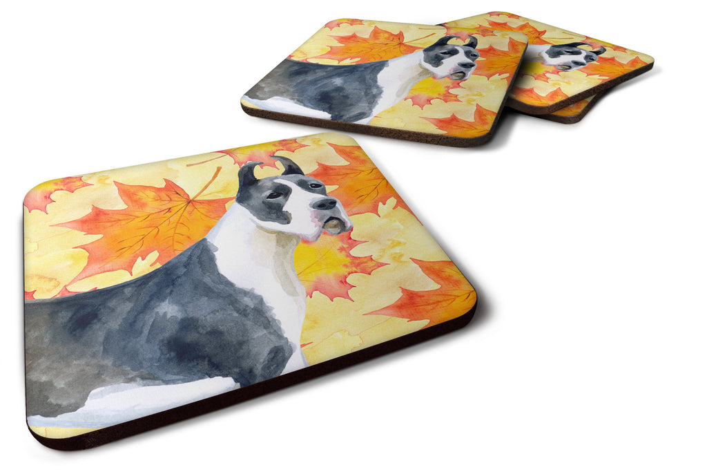 Harlequin Great Dane Fall Foam Coasters Set of 4 Cup Coasters for Indoor Outdoor, Tabletop Protection, Anti Slip, Mouse pad Material