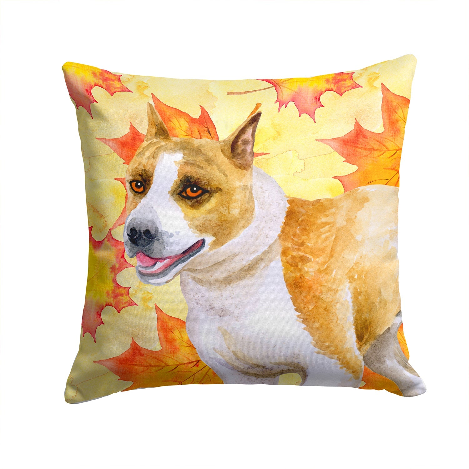 American Staffordshire Fall Decorative Throw Pillow 14x14 Indoor Outdoor Accent Cushion, Fabric Cover with Insert for Sofa, Bed, Porch & Living Room