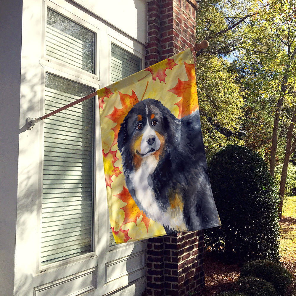 Bernese Mountain Dog Fall House Flag 28x40 Porch Sleeve Pole Decorative Outside Yard Banner Artwork Wall Hanging, Polyester