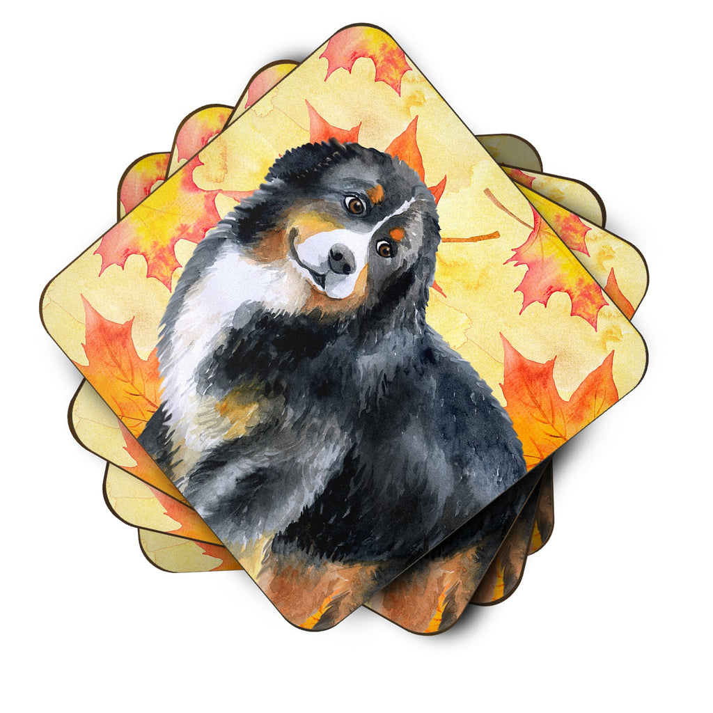 Bernese Mountain Dog Fall Foam Coasters Set of 4 Cup Coasters for Indoor Outdoor, Tabletop Protection, Anti Slip, Mouse pad Material