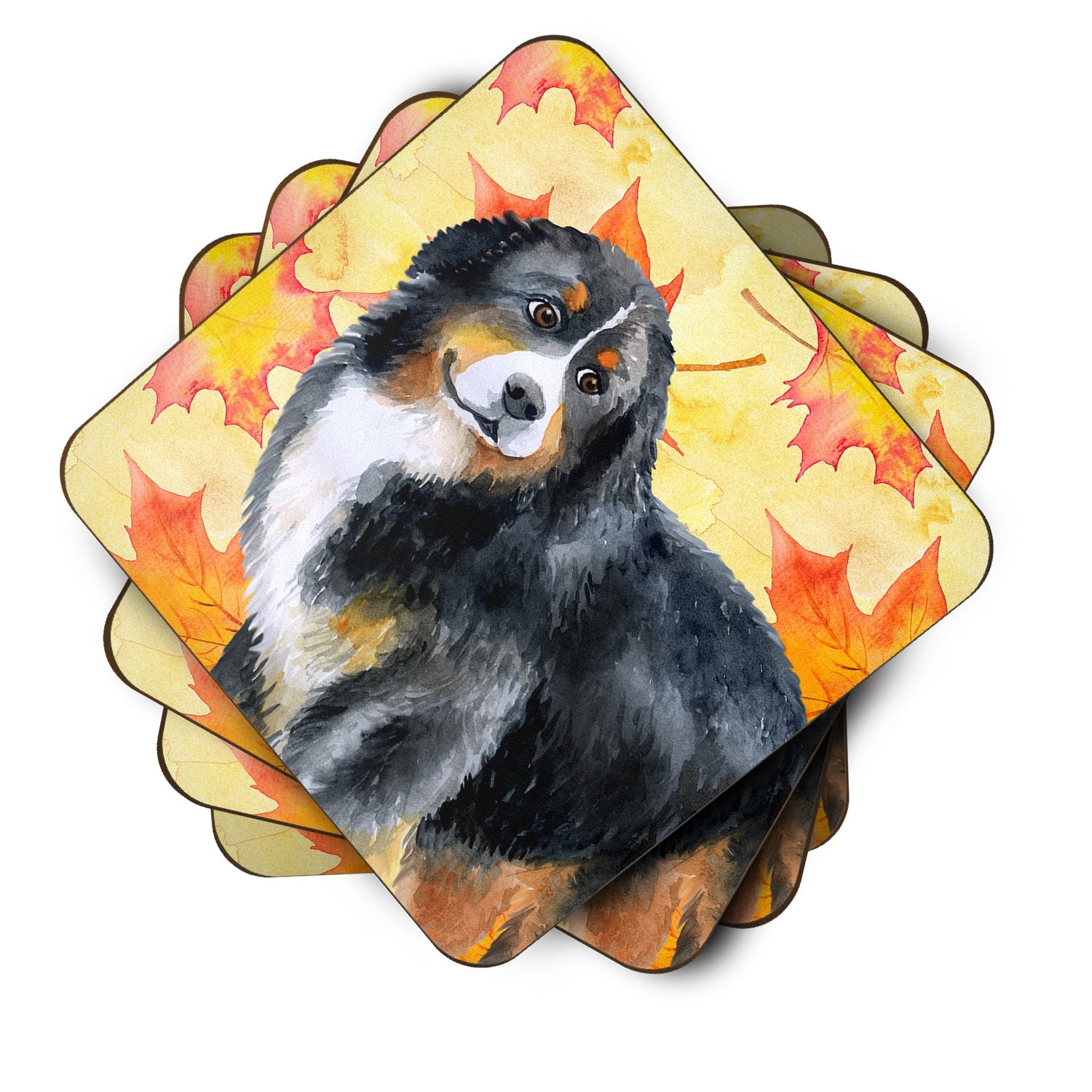 Bernese Mountain Dog Fall Foam Coasters Set of 4 Cup Coasters for Indoor Outdoor, Tabletop Protection, Anti Slip, Mouse pad Material