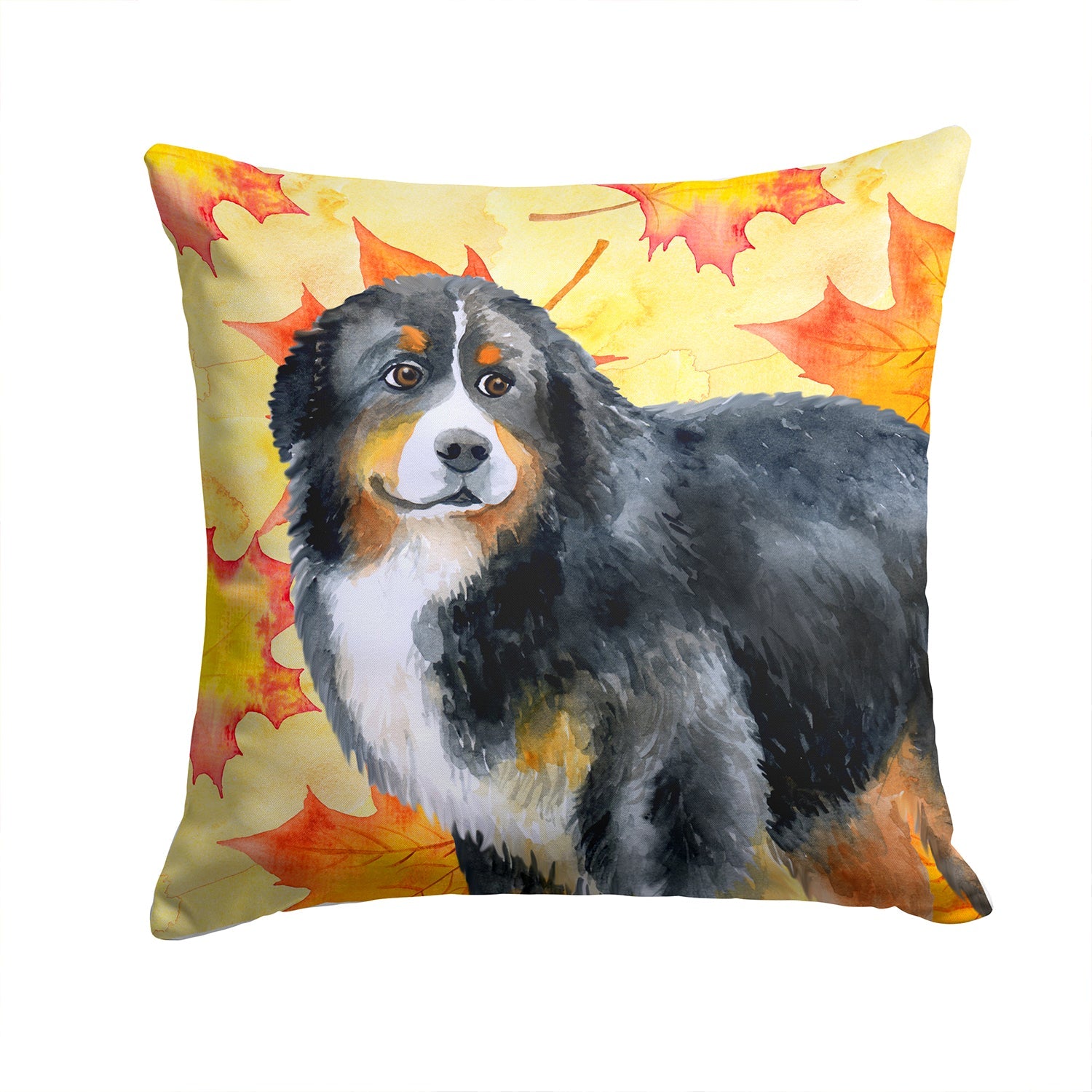 Bernese Mountain Dog Fall Decorative Throw Pillow 14x14 Indoor Outdoor Accent Cushion, Fabric Cover with Insert for Sofa, Bed, Porch & Living Room