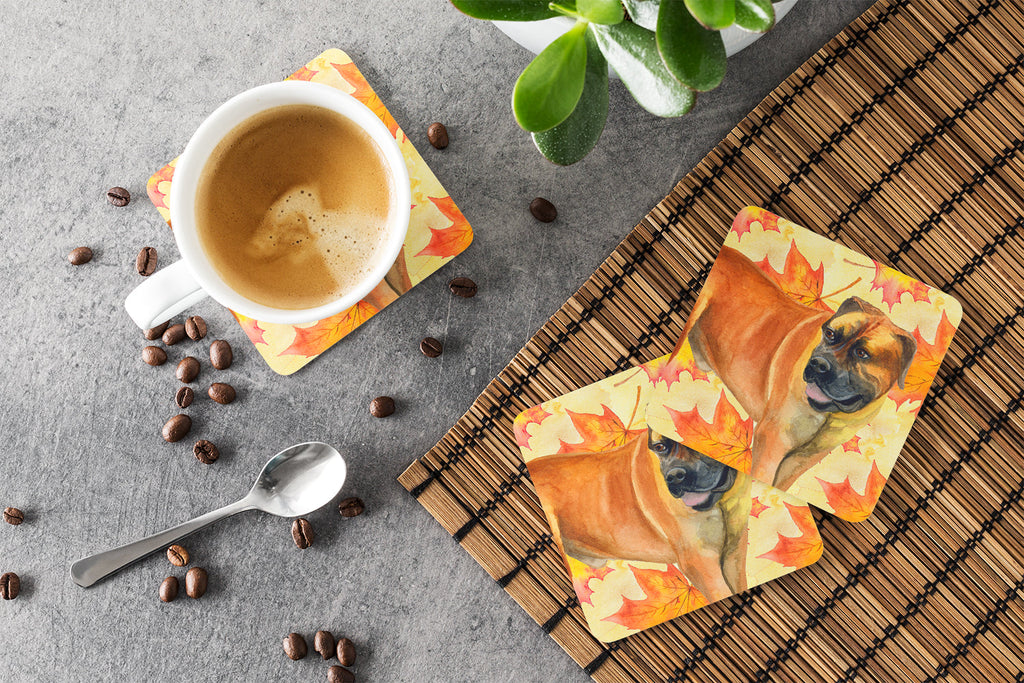Boerboel Mastiff Fall Foam Coasters Set of 4 Cup Coasters for Indoor Outdoor, Tabletop Protection, Anti Slip, Mouse pad Material