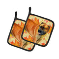 Boerboel Mastiff Fall Pot Holder Set of 2 Heat Resistant Quilted Hot Pads 7.5 x 7.5 Inch, Insulated Kitchen Trivets for Cooking & Baking