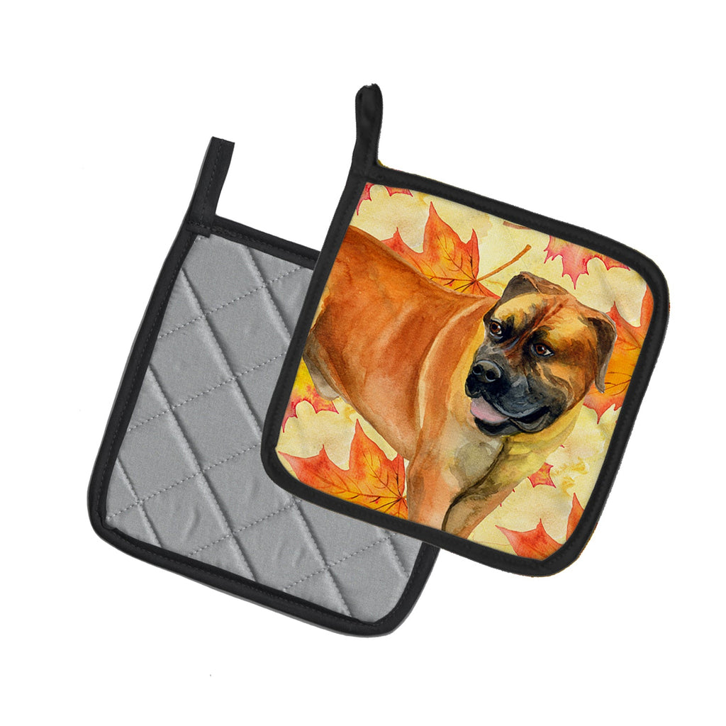 Boerboel Mastiff Fall Pot Holder Set of 2 Heat Resistant Quilted Hot Pads 7.5 x 7.5 Inch, Insulated Kitchen Trivets for Cooking & Baking