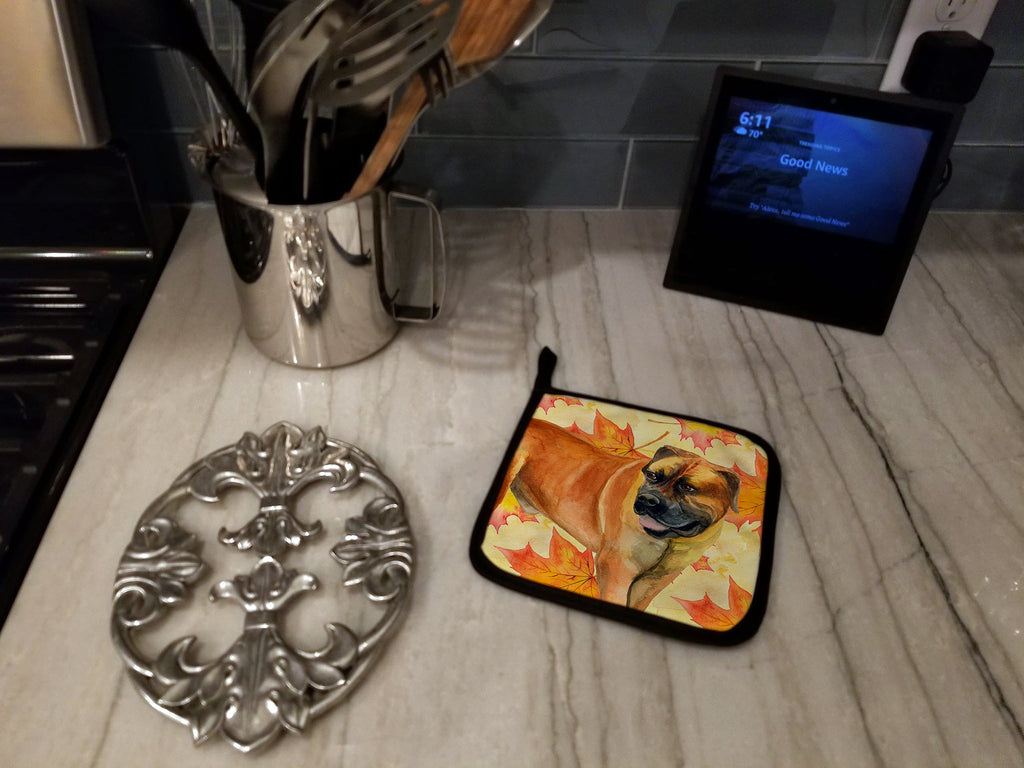 Boerboel Mastiff Fall Pot Holder Set of 2 Heat Resistant Quilted Hot Pads 7.5 x 7.5 Inch, Insulated Kitchen Trivets for Cooking & Baking