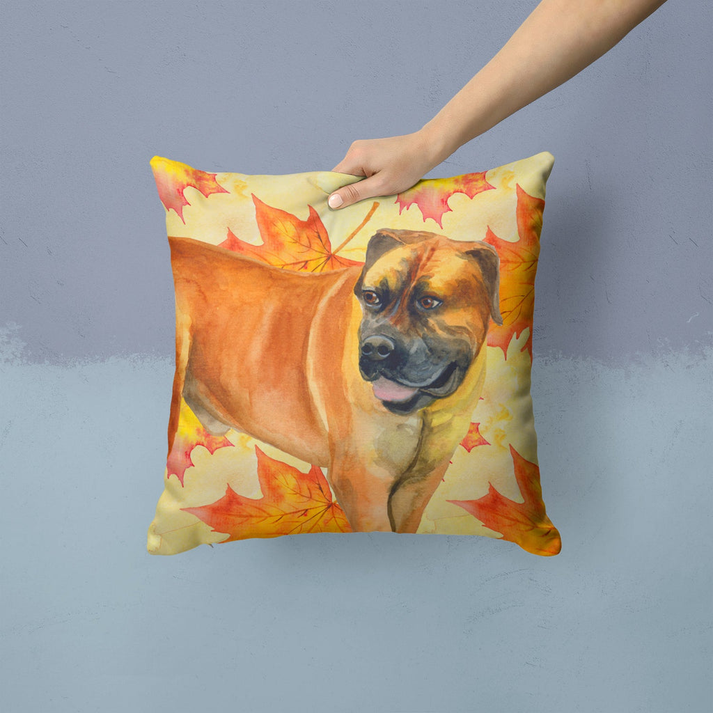 Boerboel Mastiff Fall Decorative Throw Pillow 14x14 Indoor Outdoor Accent Cushion, Fabric Cover with Insert for Sofa, Bed, Porch & Living Room