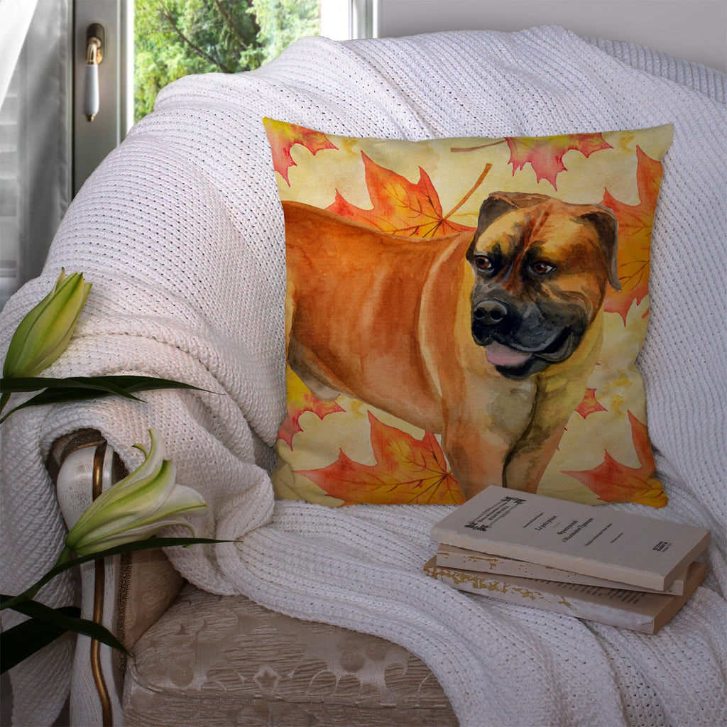 Boerboel Mastiff Fall Decorative Throw Pillow 14x14 Indoor Outdoor Accent Cushion, Fabric Cover with Insert for Sofa, Bed, Porch & Living Room