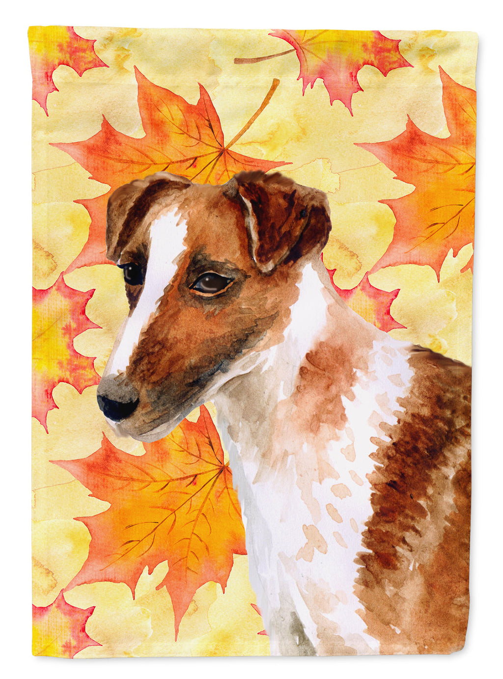 Smooth Fox Terrier Fall House Flag 28x40 Porch Sleeve Pole Decorative Outside Yard Banner Artwork Wall Hanging, Polyester
