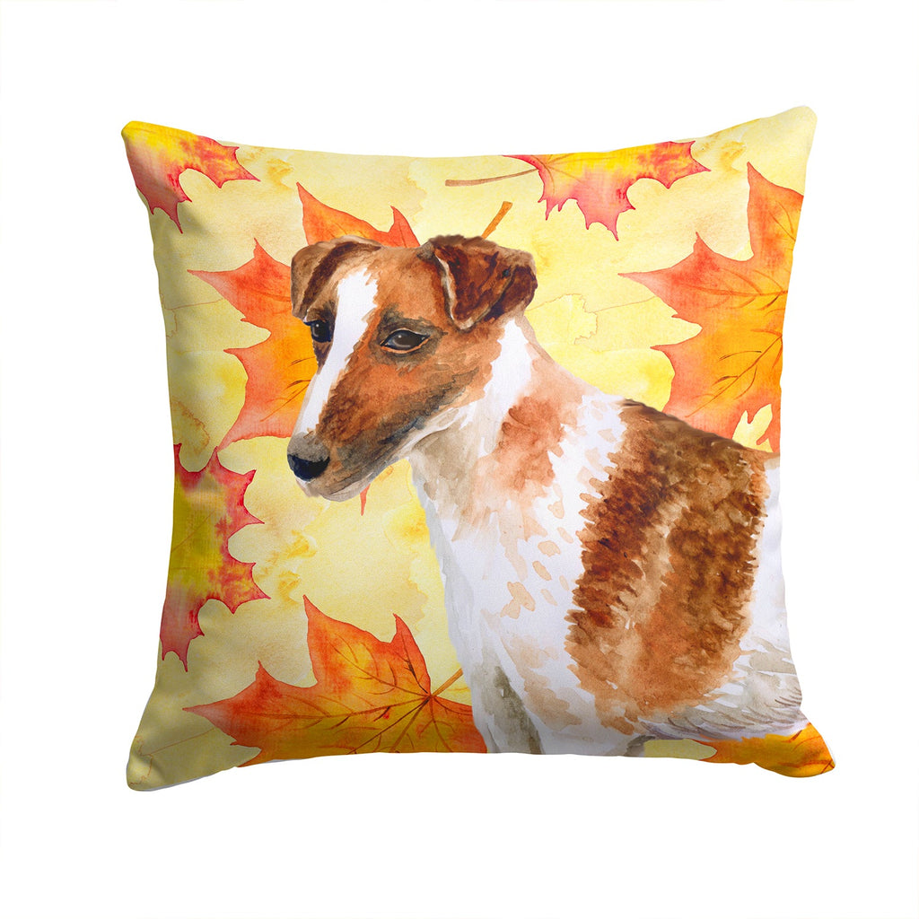 Smooth Fox Terrier Fall Decorative Throw Pillow 14x14 Indoor Outdoor Accent Cushion, Fabric Cover with Insert for Sofa, Bed, Porch & Living Room