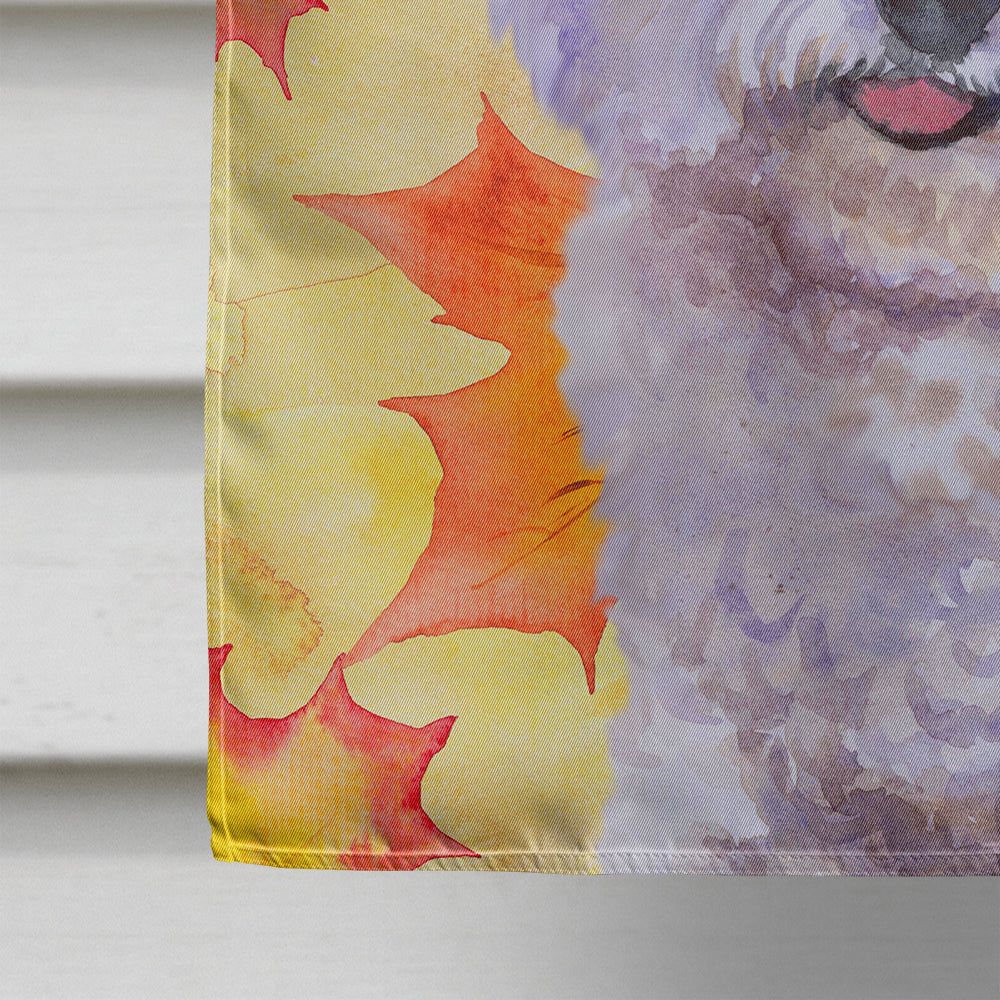 Bichon Frise Fall House Flag 28x40 Porch Sleeve Pole Decorative Outside Yard Banner Artwork Wall Hanging, Polyester