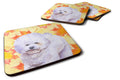 Bichon Frise Fall Foam Coasters Set of 4 Cup Coasters for Indoor Outdoor, Tabletop Protection, Anti Slip, Mouse pad Material