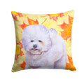 Bichon Frise Fall Decorative Throw Pillow 14x14 Indoor Outdoor Accent Cushion, Fabric Cover with Insert for Sofa, Bed, Porch & Living Room