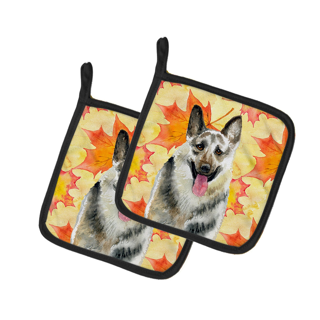 East-European Shepherd Fall Pot Holder Set of 2 Heat Resistant Quilted Hot Pads 7.5 x 7.5 Inch, Insulated Kitchen Trivets for Cooking & Baking