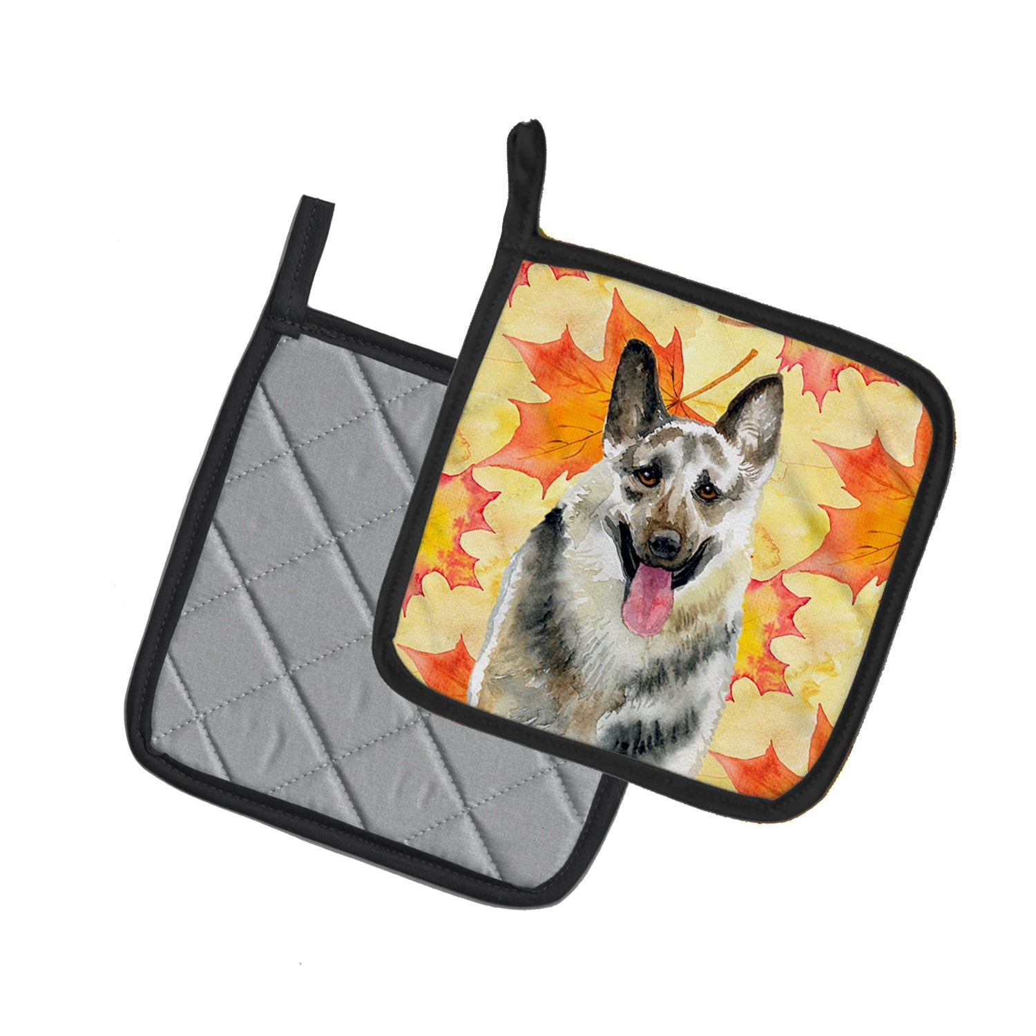 East-European Shepherd Fall Pot Holder Set of 2 Heat Resistant Quilted Hot Pads 7.5 x 7.5 Inch, Insulated Kitchen Trivets for Cooking & Baking