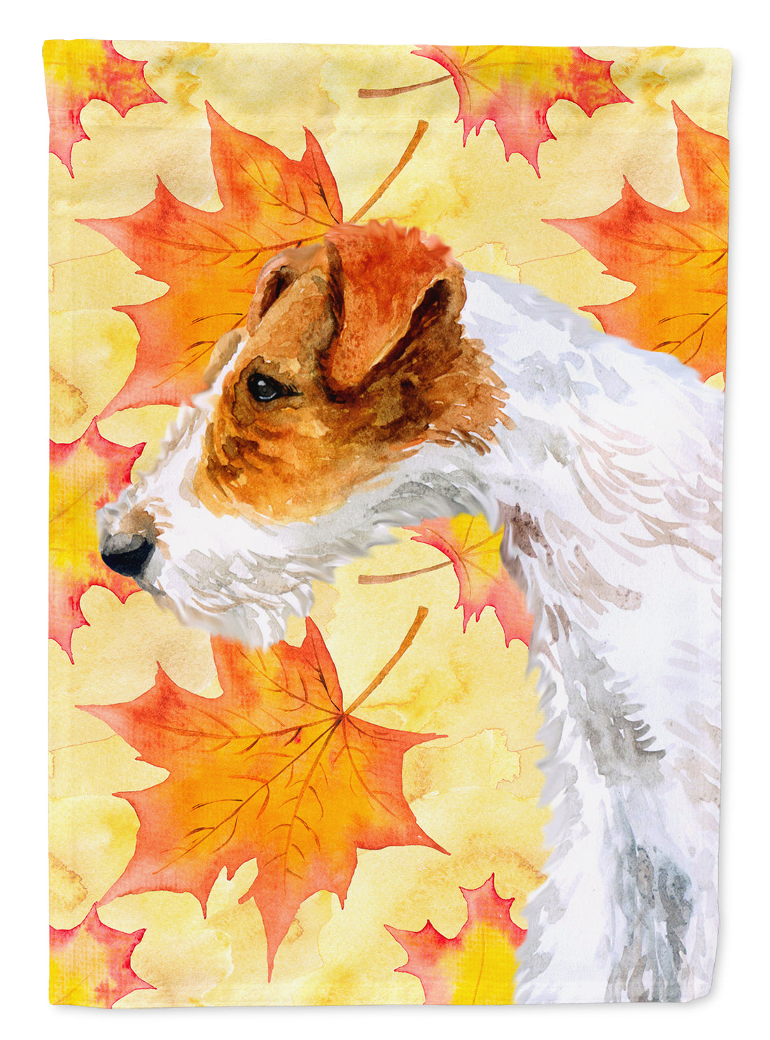Fox Terrier Fall House Flag 28x40 Porch Sleeve Pole Decorative Outside Yard Banner Artwork Wall Hanging, Polyester