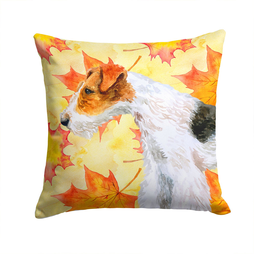 Fox Terrier Fall Decorative Throw Pillow 14x14 Indoor Outdoor Accent Cushion, Fabric Cover with Insert for Sofa, Bed, Porch & Living Room