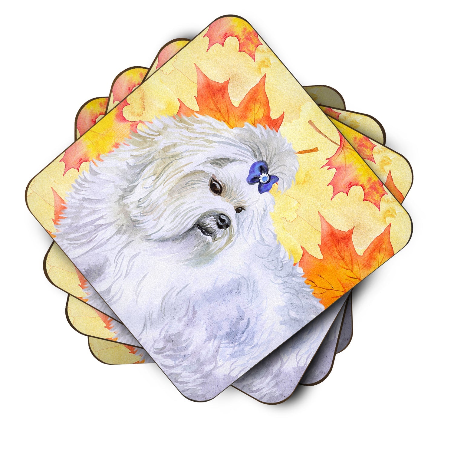 Maltese Fall Foam Coasters Set of 4 Cup Coasters for Indoor Outdoor, Tabletop Protection, Anti Slip, Mouse pad Material