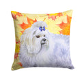 Maltese Fall Decorative Throw Pillow 14x14 Indoor Outdoor Accent Cushion, Fabric Cover with Insert for Sofa, Bed, Porch & Living Room