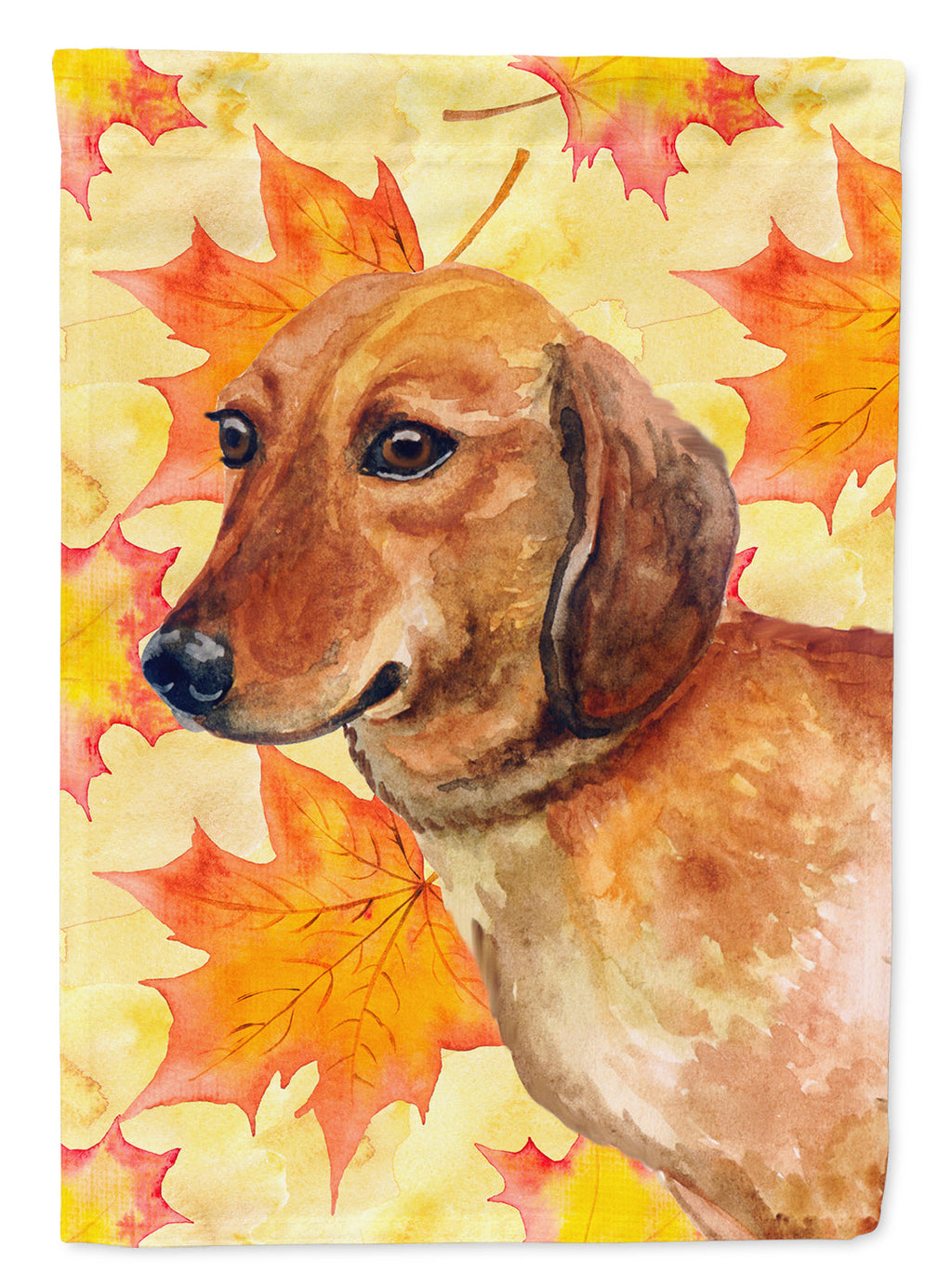 Dachshund Fall House Flag 28x40 Porch Sleeve Pole Decorative Outside Yard Banner Artwork Wall Hanging, Polyester
