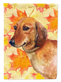 Dachshund Fall House Flag 28x40 Porch Sleeve Pole Decorative Outside Yard Banner Artwork Wall Hanging, Polyester