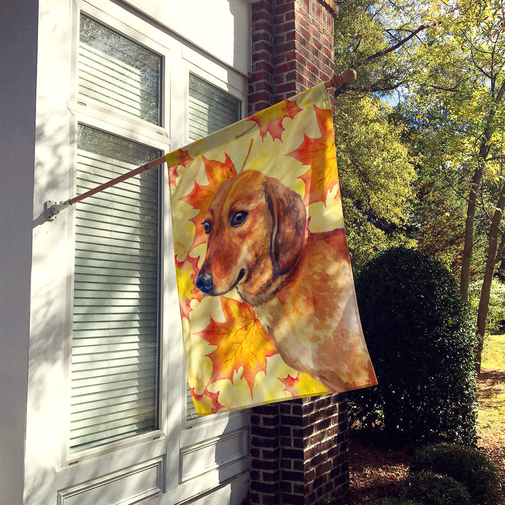 Dachshund Fall House Flag 28x40 Porch Sleeve Pole Decorative Outside Yard Banner Artwork Wall Hanging, Polyester