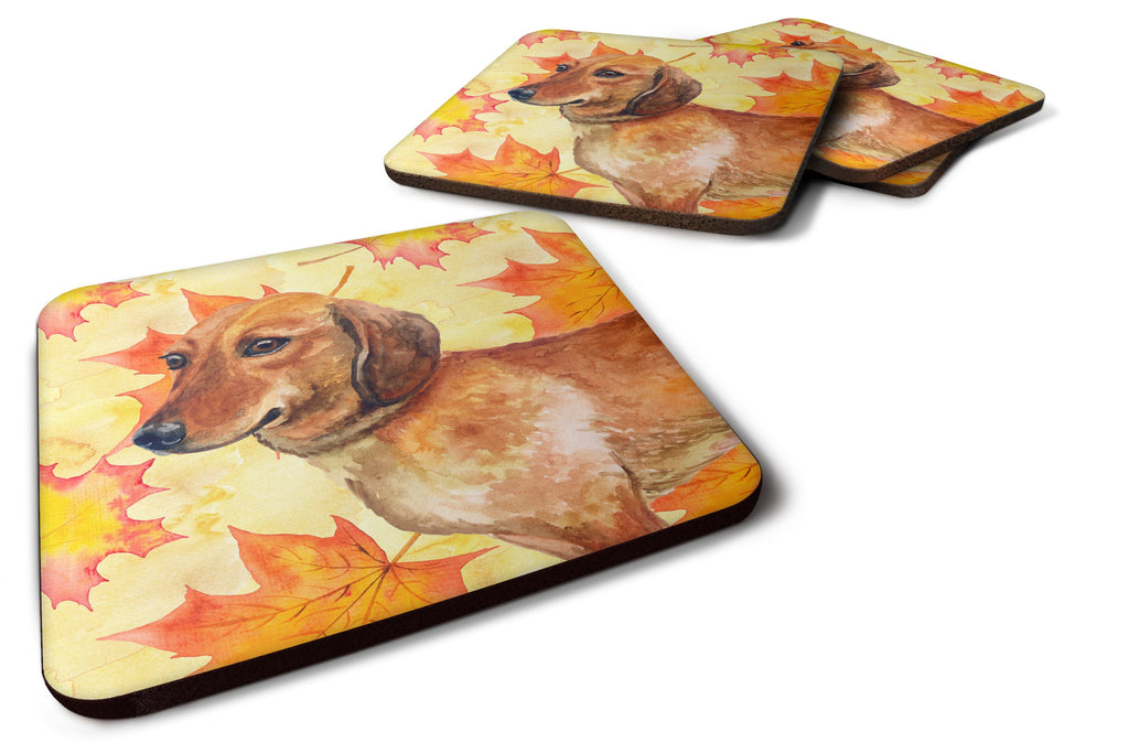 Dachshund Fall Foam Coasters Set of 4 Cup Coasters for Indoor Outdoor, Tabletop Protection, Anti Slip, Mouse pad Material
